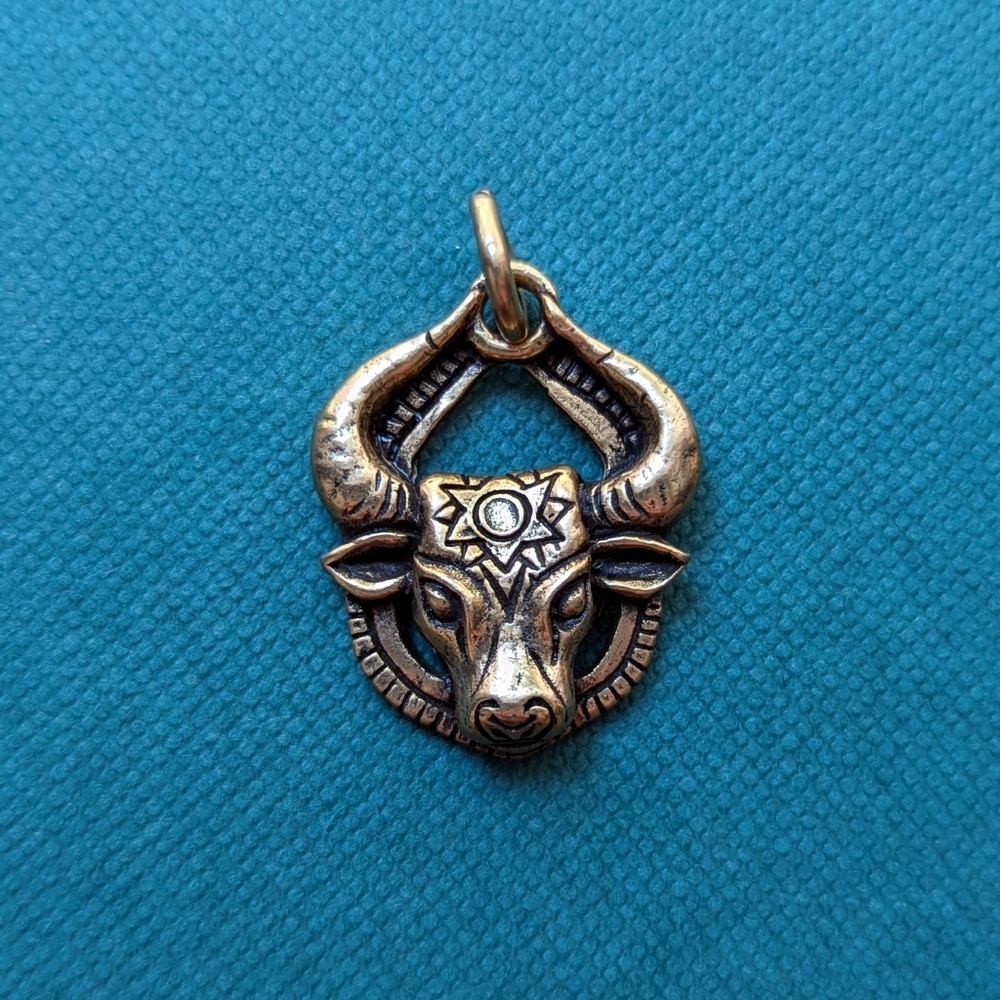 Air & Anchor Gold Charge Ahead Bull Pendant Necklace Charm